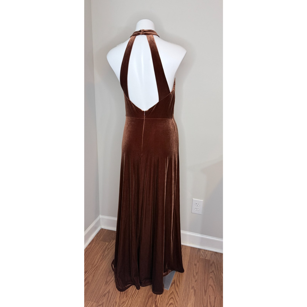 Revelry Tori Velvet Dress Rust Halter Lined Bridesmaid/ Formal Size 8 - Picture 5 of 10